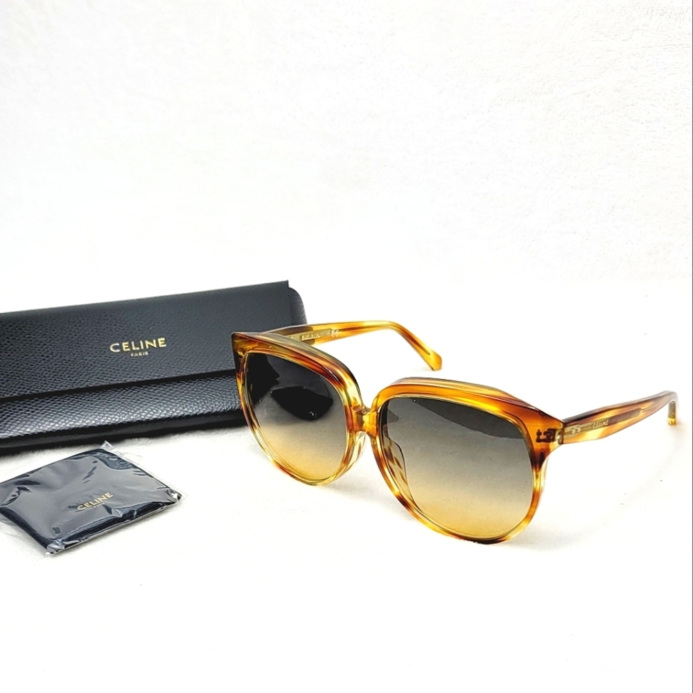 Celine 63mm Designer Tortoise Shell Sunglasses